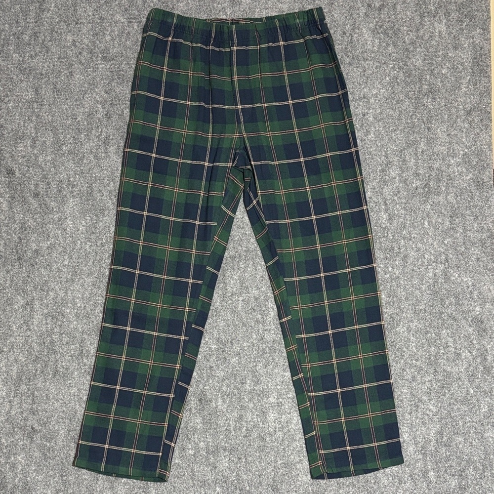 The Company Store Men's Navy and Green Plaid Lounge Pants